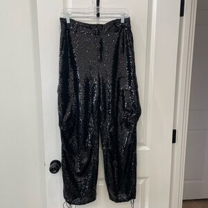 Anthropologie Holiday/NYE Shimmering Black Sequin Pants